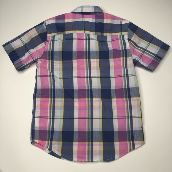 Wrangler Pink Blue Yellow & White Plaid Short Sleeve Button-up Shirt SIZE 6 - Picture 3 of 12